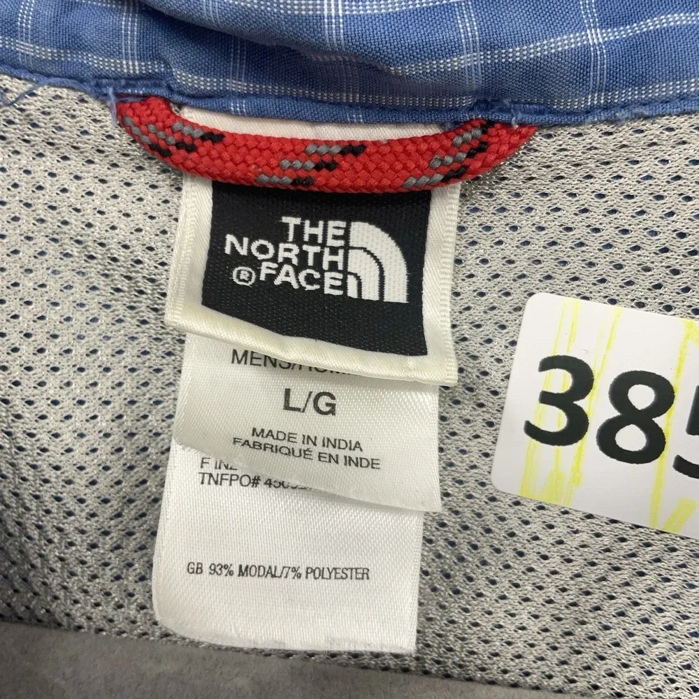 Vintage The North Face Mens Button Shirt Large Blue‎ Plaid Short Sleeve Outdoor